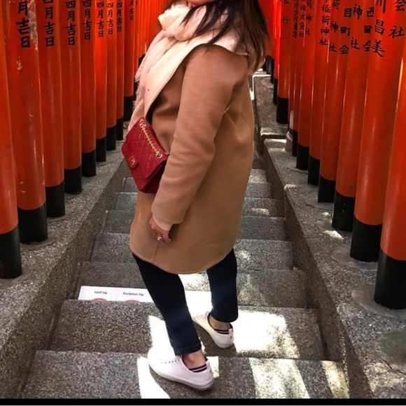 Uniqlo Light Camel Coat with Cream Interior Petite Fit with Hood and pockets - Picture 13 of 16